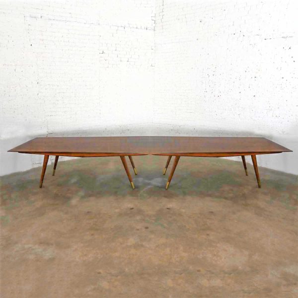 Mid-Century Modern Stow & Davis Walnut 2 Piece Conference Table by Giacomo Buzzitta