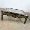 Drexel Heritage ET Cetera Collection Chinoiserie Black & Gold Painted & Burl Coffee Table Glass Insert