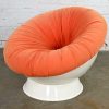 Space Age Mod Style Orange & White Fiberglass Ball Chair Style of Girasole Chair by Luciano Frigerio