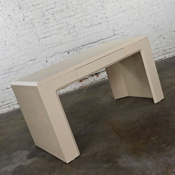 Modern Off White Waterfall Style Writing Desk Faux Shagreen Texture by Lane Alta Vista