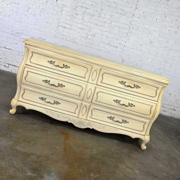 Prince Howard French Provincial Hollywood Regency Antique White Dresser Credenza