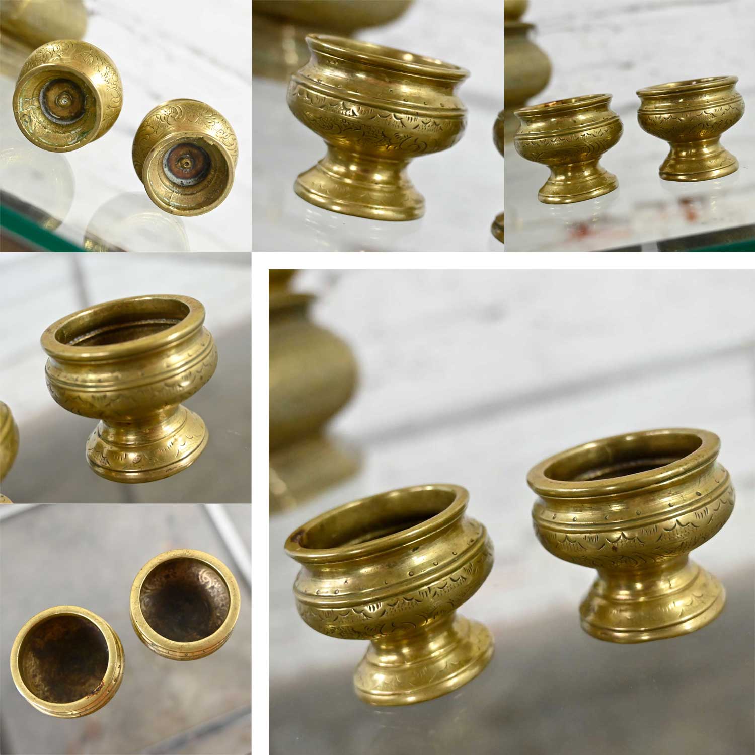 Antique East Java Indonesian Brass Tepak Sireh Betel Nut Set 7 Pieces