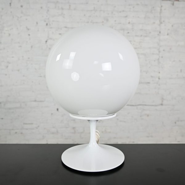 Stemlite Opaque White Glass Ball Shade Table Lamp by Bill Curry for Design Line