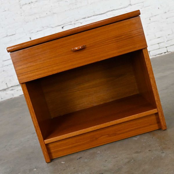 Scandinavian Modern Teak Nightstand End Table Cabinet with Drawer by FBJ Mobler