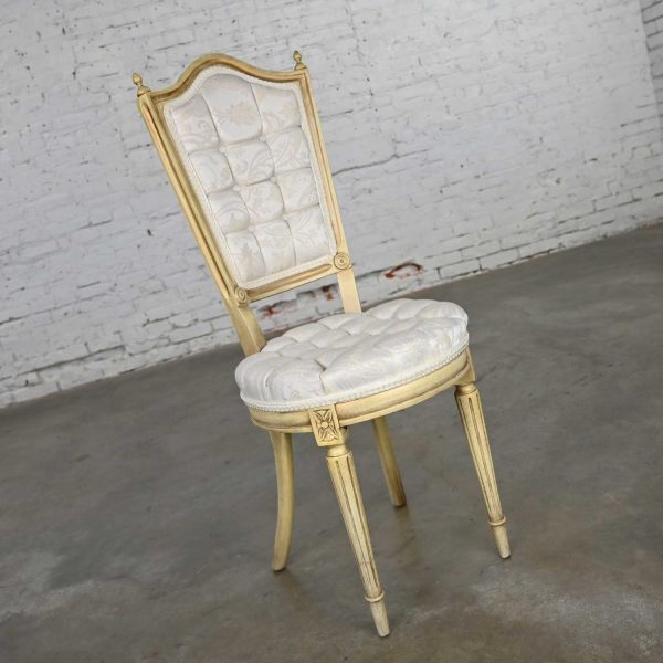 Hollywood Regency Louis XVI Style Antique White Dressing or Accent Chair Attributed to Prince Howard