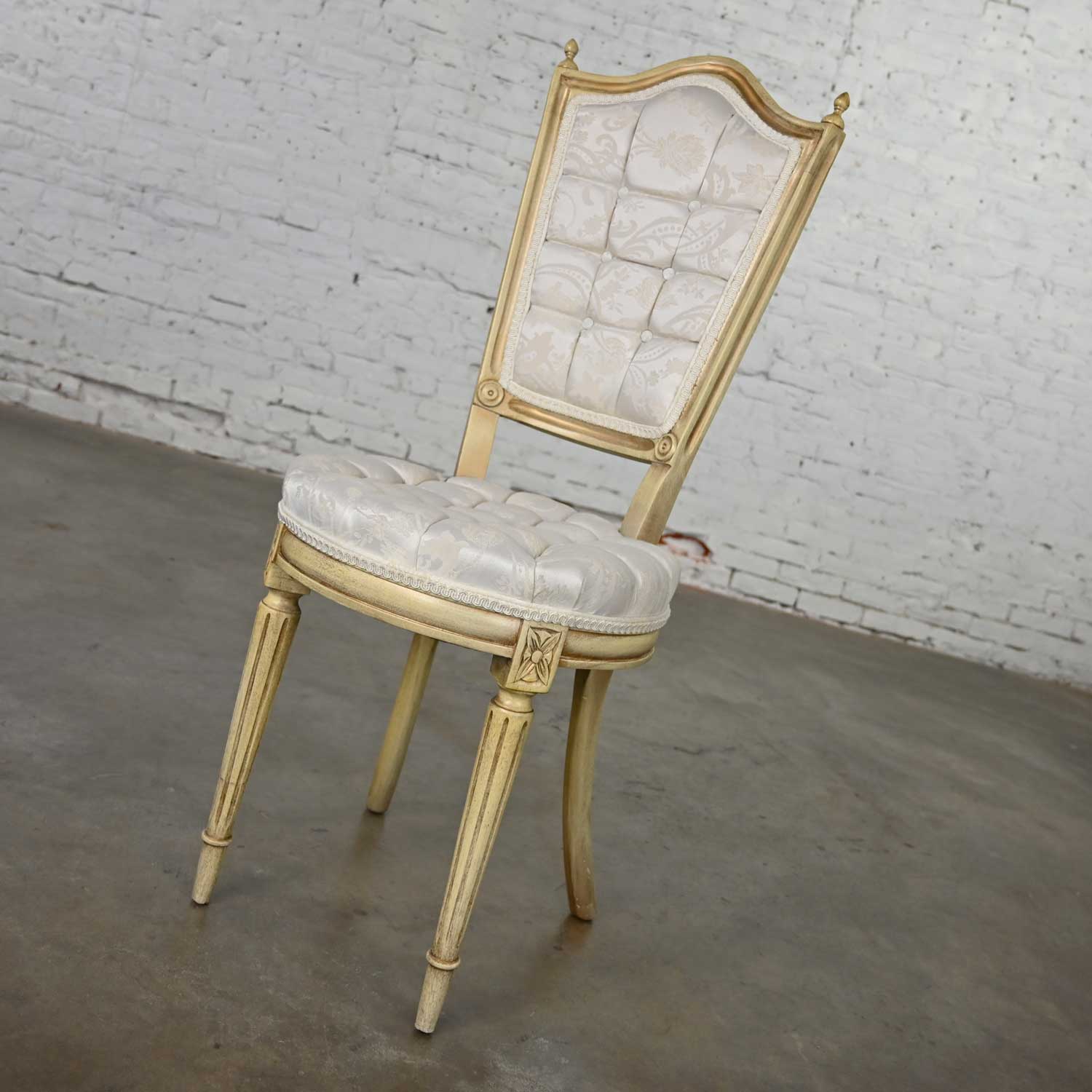 Hollywood Regency Louis XVI Style Antique White Dressing or Accent Chair Attributed to Prince Howard