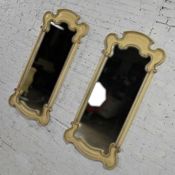 Prince Howard French Provincial Hollywood Regency Antique White Pair Mirrors