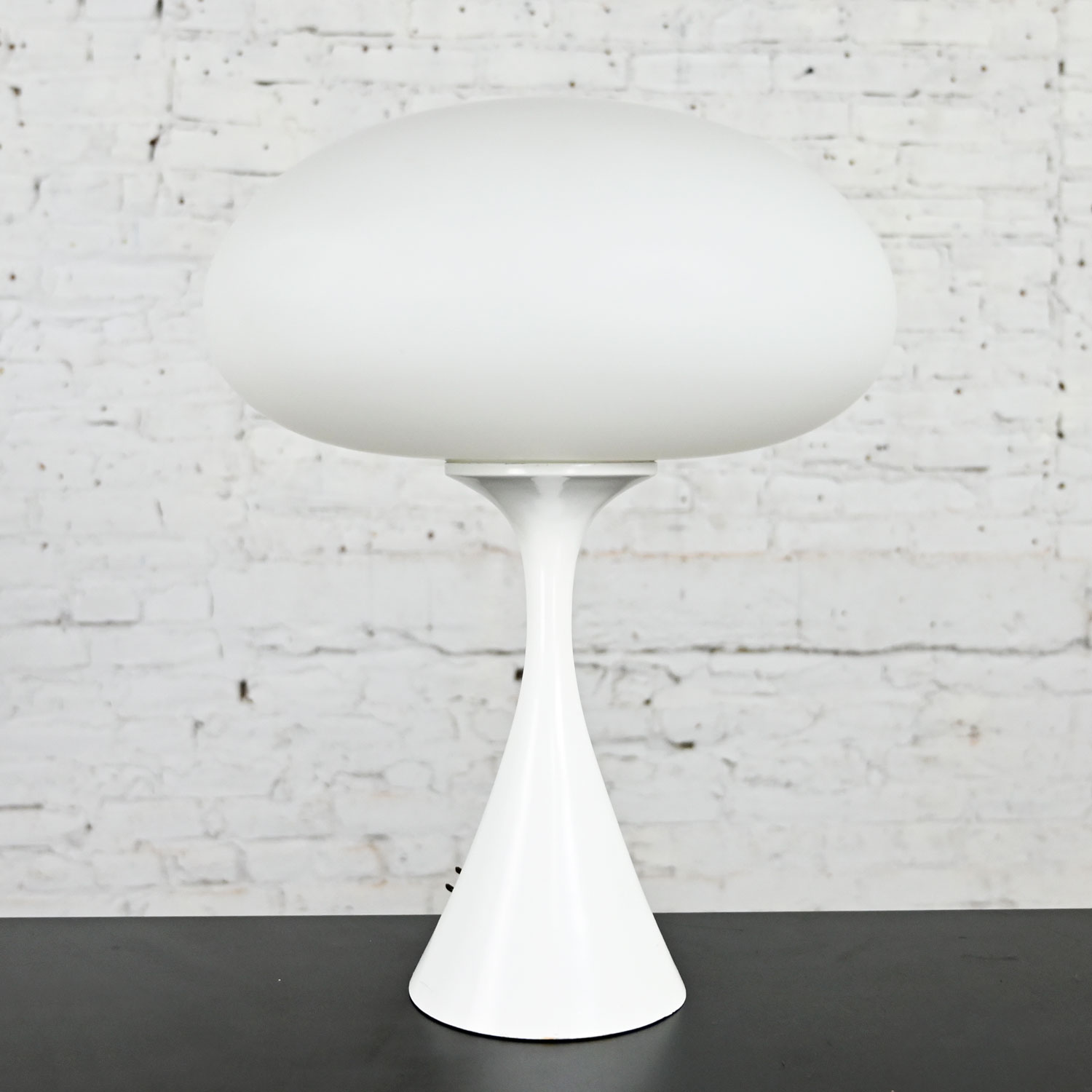 Vintage MCM Table Lamp with Frosted White Glass Mushroom Shade by Laurel Lamp Company