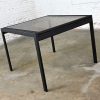 MCM to Modern Black Powder Coated Metal Smoked Glass Square Expanding Table Attributed to DIA