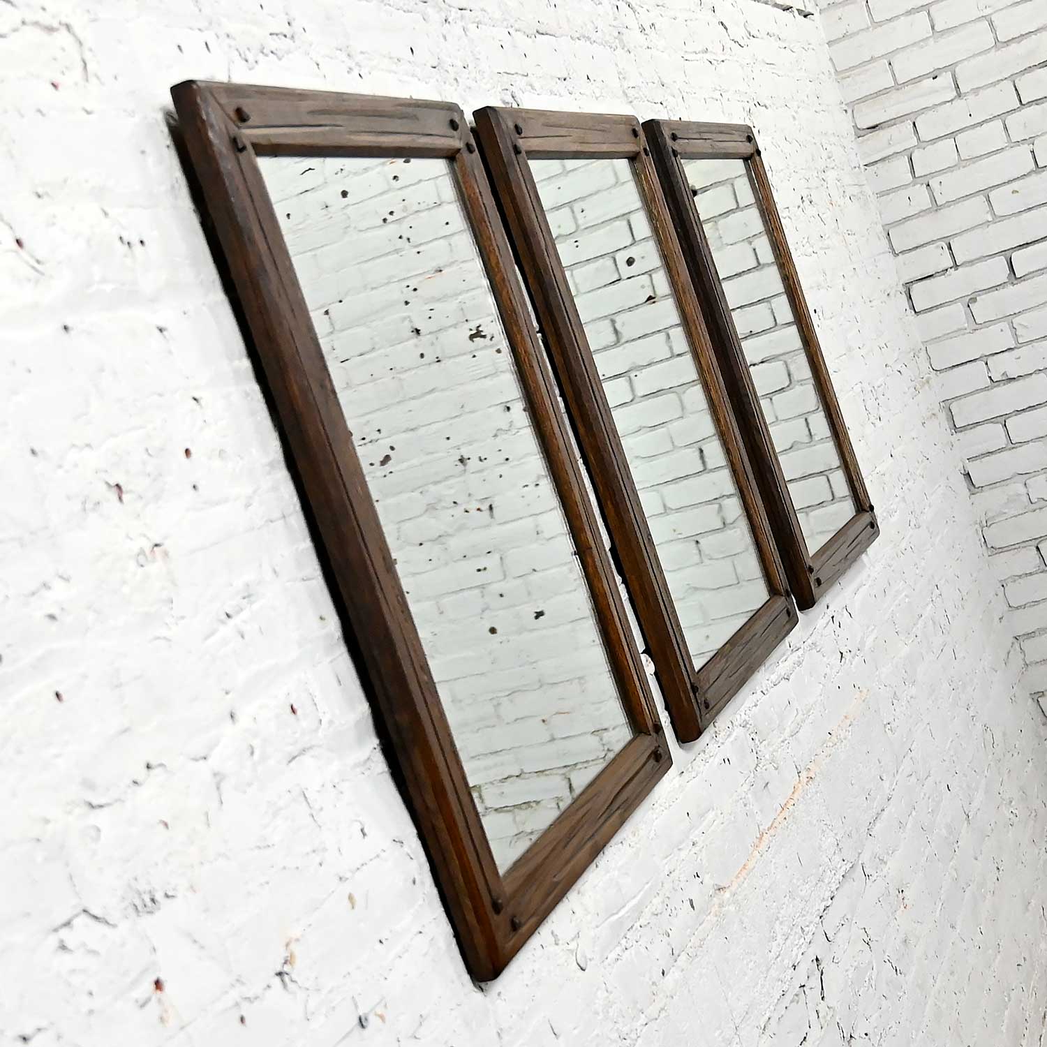 Three Vintage Mirrors by A. Brandt for Ranch Oak Acorn Brown Finish Sold Separately