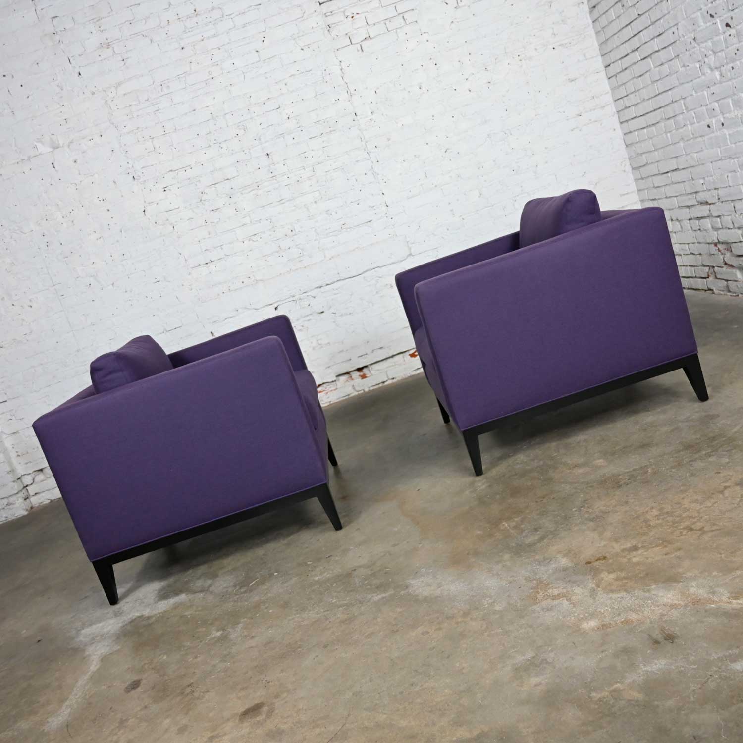 Modern Purple Plum Tone Tuxedo Style Club Chairs by Baker a Pair