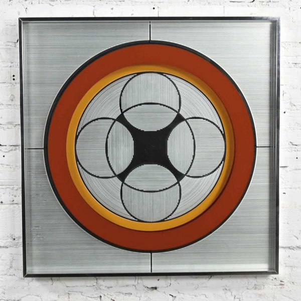 Vintage Modern Mod Op Art or Pop Art Mirror by Greg Copeland Style #1034