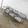 Mid-Century Modern Industrial Style Chrome & Gray Armchairs by Steelcase set of 4