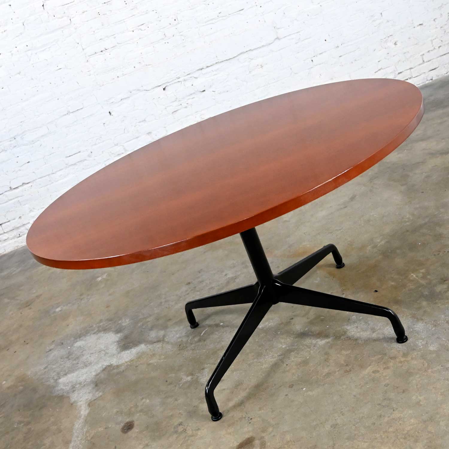 Vintage Eames for Herman Miller Dark Cherry Round Top Table Universal Pedestal Base