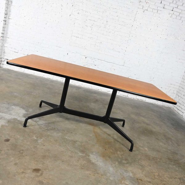 Vintage MCM Eames for Herman Miller Segmented Black Base Table with Rectangular Top