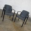 Vintage Modern Herman Miller Chrome & Black Pair of Armchairs Original Fabric