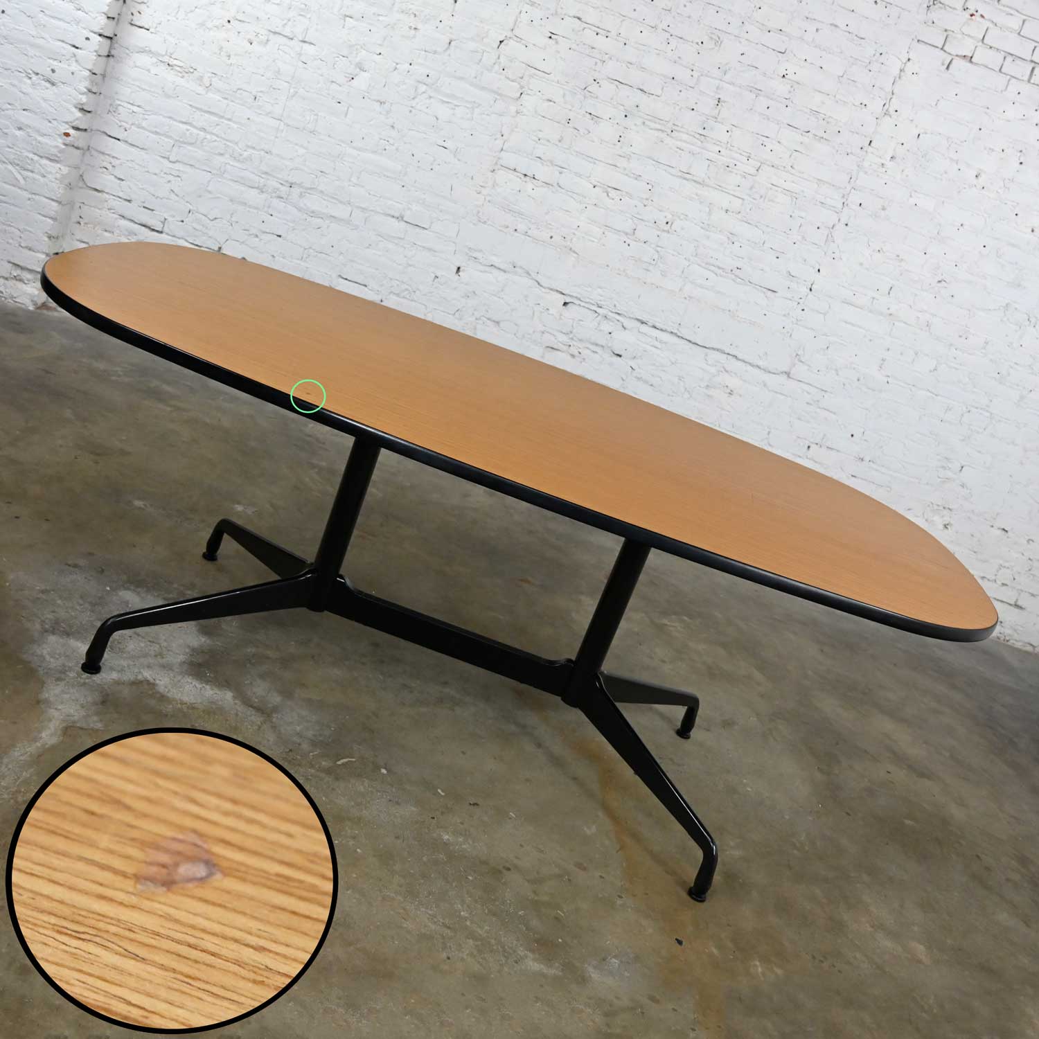 Eames Herman Miller Racetrack Oval Conference or Dining Table Universal Segmented Base
