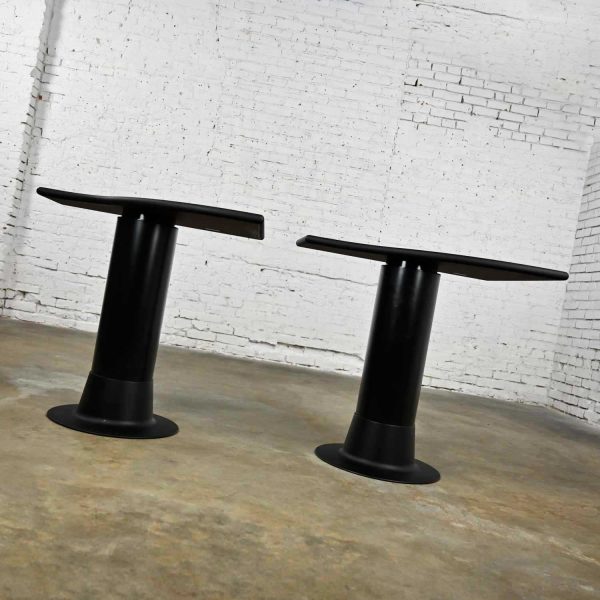 Vintage Herman Miller Black Pedestal Base S-Curve Console or Sofa Tables a Pair