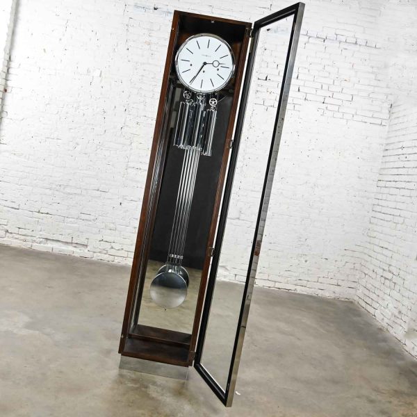 Howard Miller Quinten Model 611-216 Chrome & Espresso Floor Grandfather Clock Discontinued