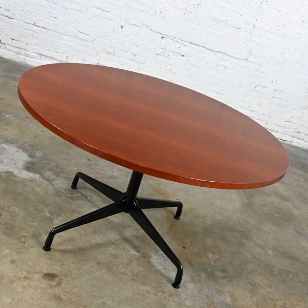 Vintage Eames for Herman Miller Dark Cherry Round Top Table Universal Pedestal Base