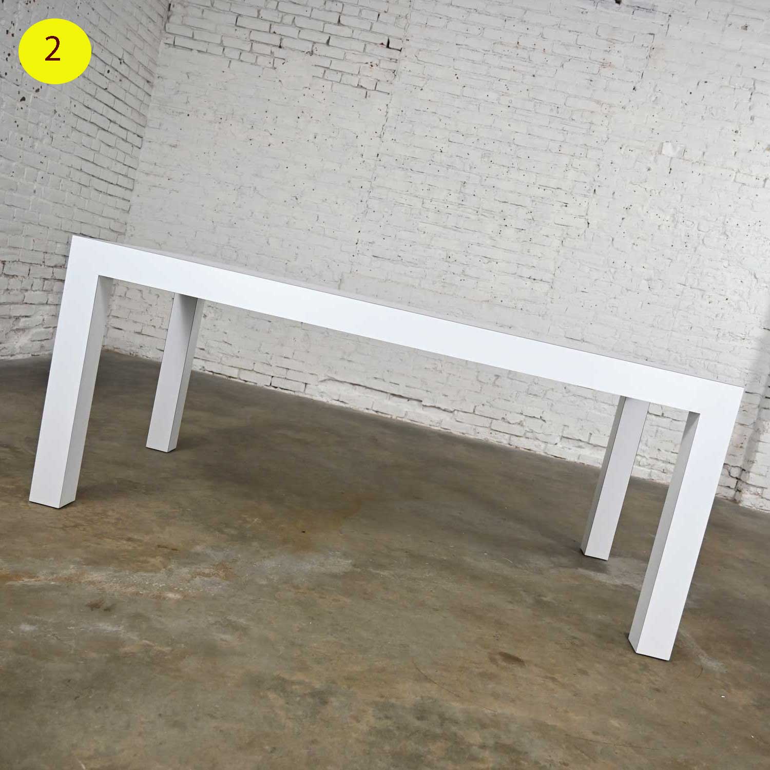 Vintage White Laminate Custom Parsons Style Rectangle Dining Tables 2 Available