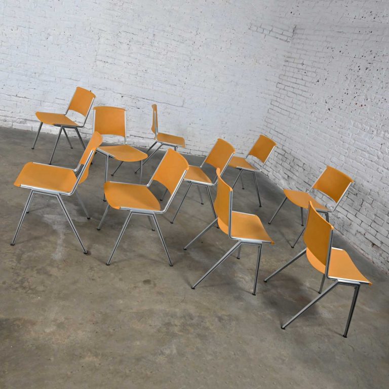 Vintage Aluminum Steelcase Stacking Chairs Model 1278 Yellow Gold