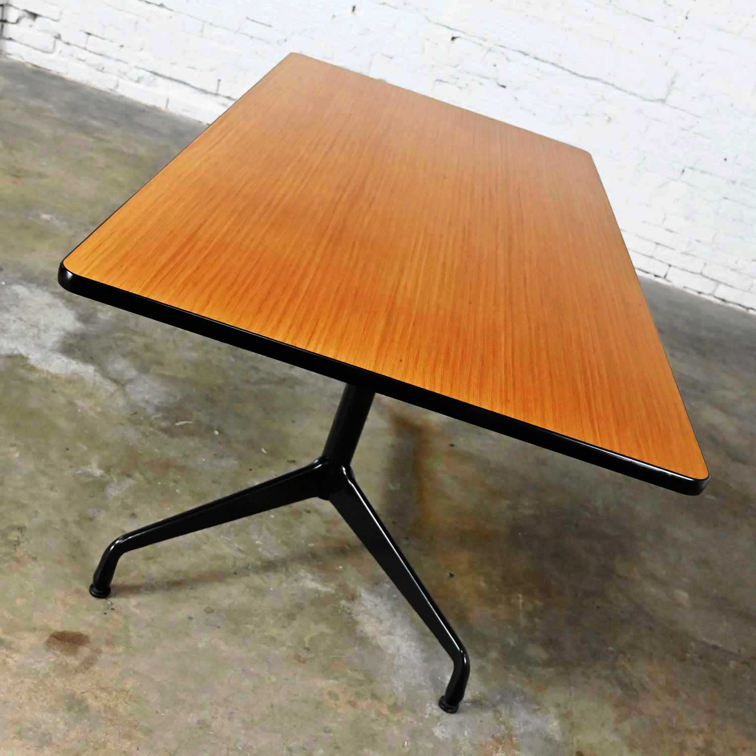 Vintage MCM Eames for Herman Miller Segmented Black Base Table with Rectangular Top