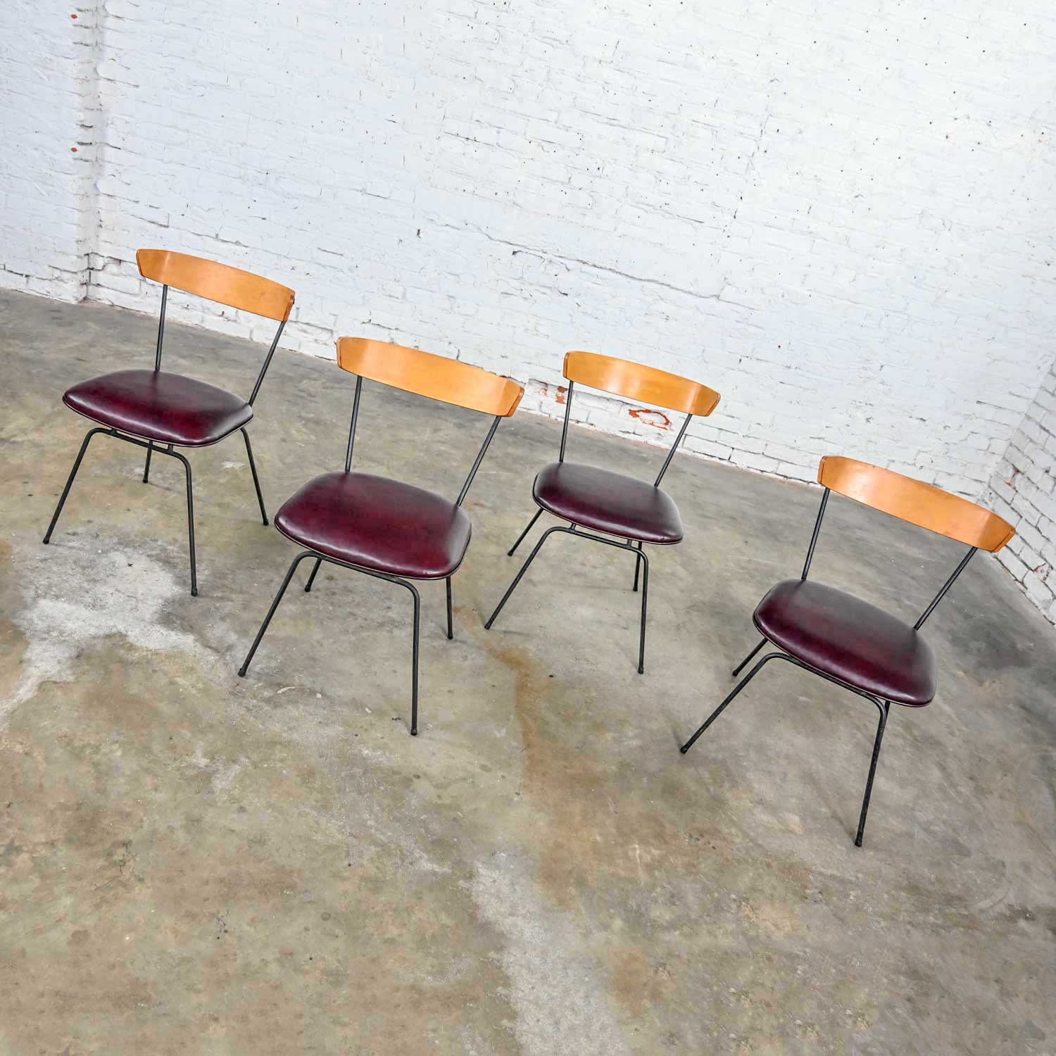 MCM Iron & Wood Dining Chairs Attributed to Clifford Pascoe for Modernmasters Set 4