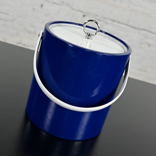 Vintage MCM Blue Ice Bucket by Morgan & Company Bucket Brigade