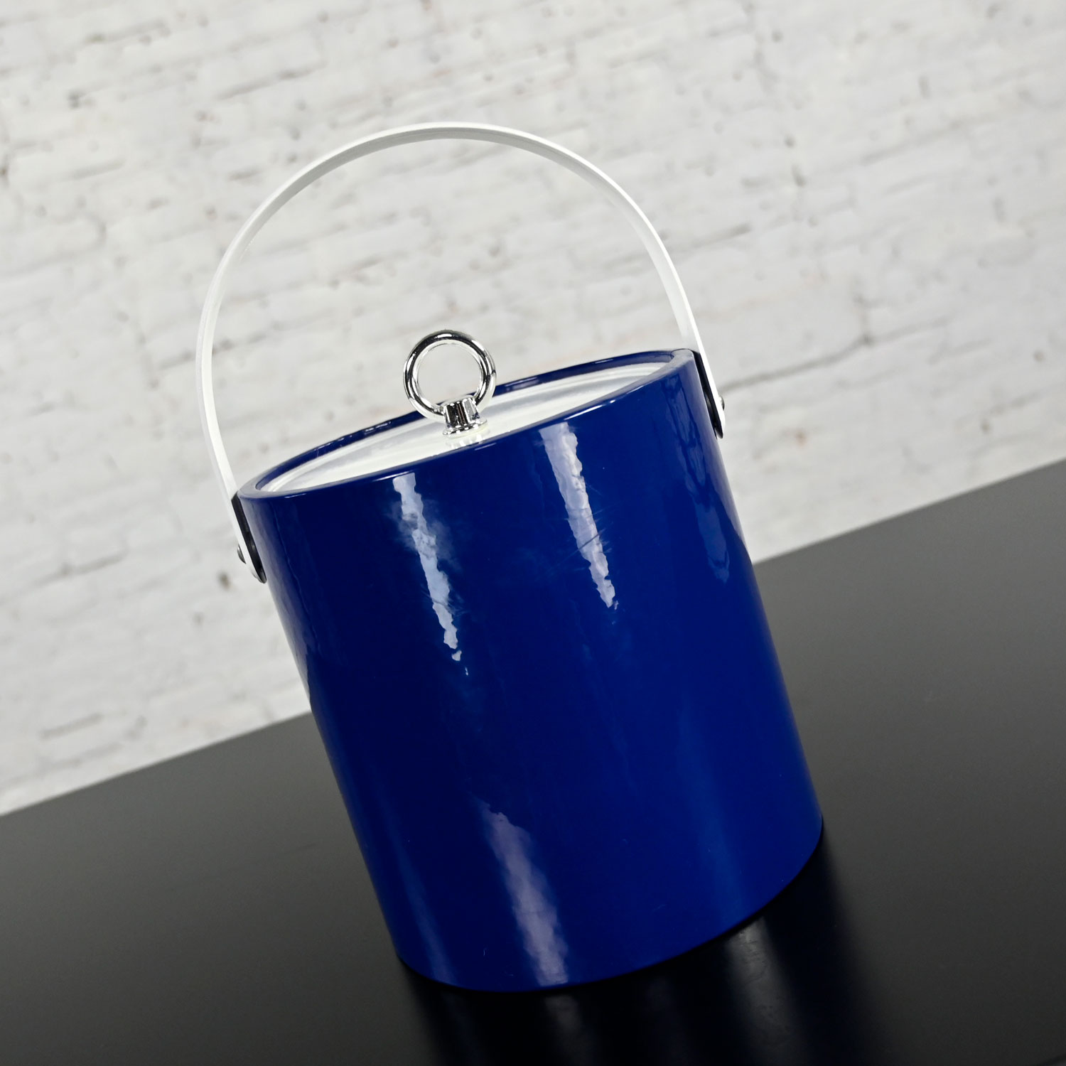Vintage MCM Blue Ice Bucket by Morgan & Company Bucket Brigade
