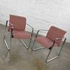 Vintage MCM Mauve Hopsacking & Chrome Tubular Chairs by Peter Protzman for Herman Miller