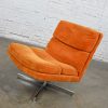 Modern Swivel Slipper Chair Orange Brushed Chenille & 4 Prong Chrome Base