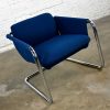 Vintage Modern Royal Blue Hopsacking & Chrome Cantilever Sling Chair