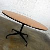 Vintage MCM Eames for Herman Miller Natural Oak Veneer 60 Inch Diameter Round Top All Black Universal Base Tables 11 Available