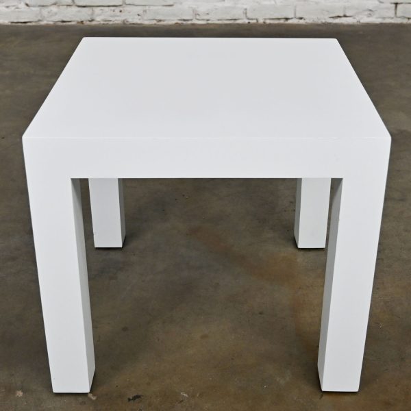 Modern Milo Baughman for Thayer Coggin Environment 70 Square White Painted Parsons Side Table