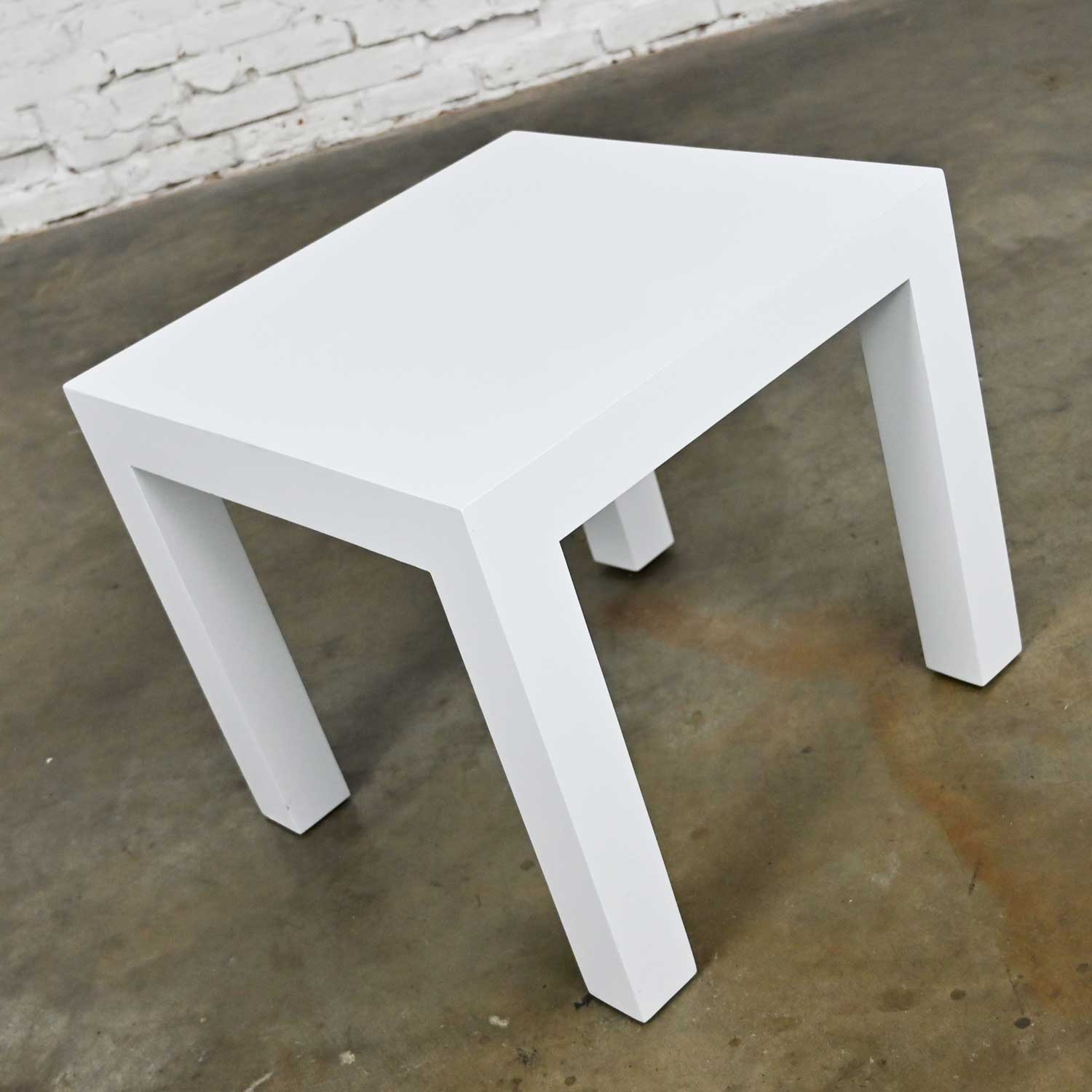 Modern Milo Baughman for Thayer Coggin Environment 70 Square White Painted Parsons Side Table