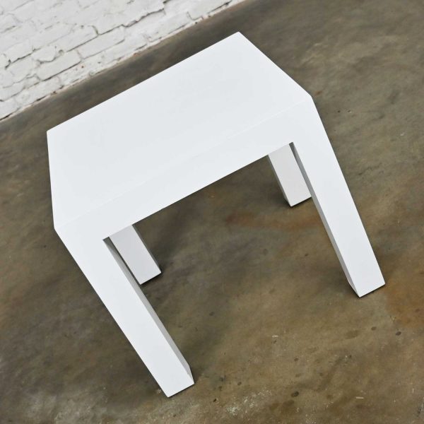 Modern Milo Baughman for Thayer Coggin Environment 70 Square White Painted Parsons Side Table