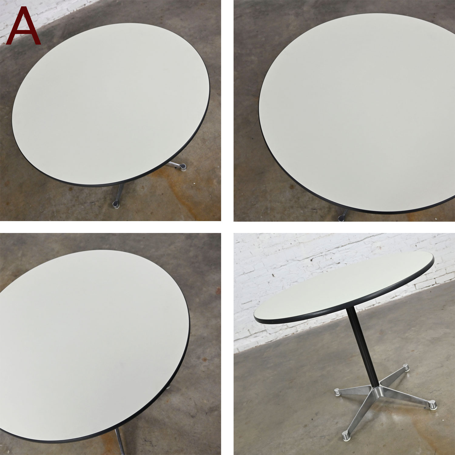 Vintage Eames Herman Miller MCM Aluminum Group 4 Prong Contract Base White Laminate Top Tables 2 Available