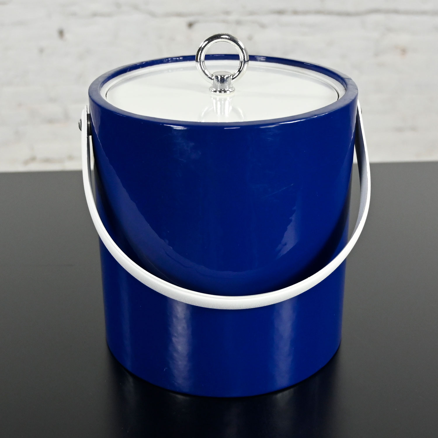 Vintage MCM Blue Ice Bucket by Morgan & Company Bucket Brigade