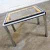 Vintage Modern Rectangular Chrome Glass & Wrapped Rattan Side Table Attributed to DIA