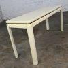 Vintage Modern or Art Deco Revival Lane Sofa Console Table in White Lacquer with Brass Trim