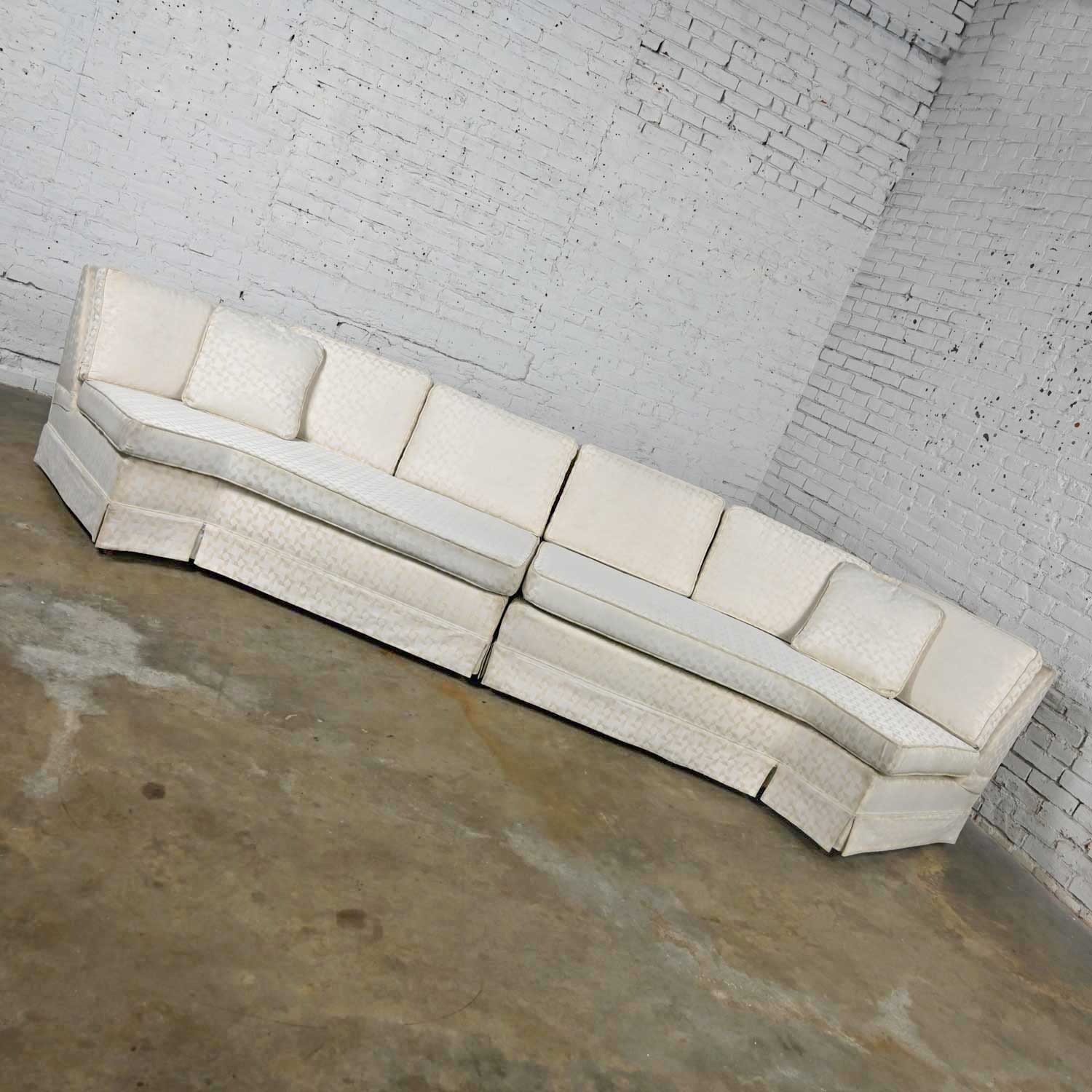Mid-Century Modern to Modern & Hollywood Regency White Two Piece Angled Sectional Sofa
