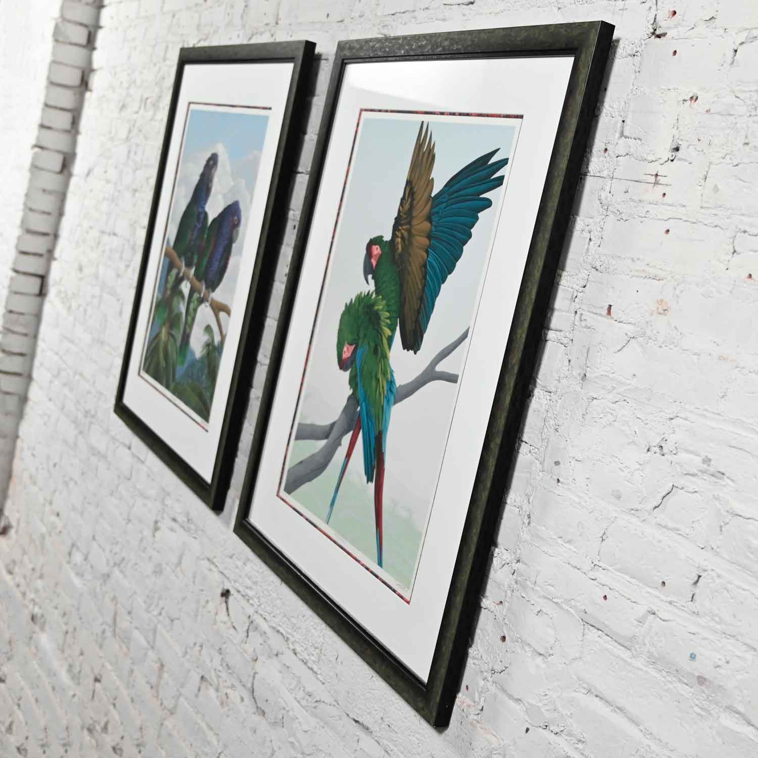 Vintage Dallas John Limited Edition Hand Signed Imperial Mates & Military Macaws Fine Art Serigraph Parrots