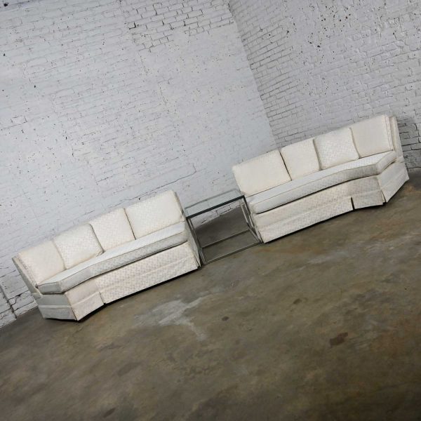 Mid-Century Modern to Modern & Hollywood Regency White Two Piece Angled Sectional Sofa