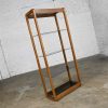 Vintage Mid-Century Modern Oak Frame & Smoked Glass Etagere Display Cabinet Bookcase