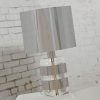 Vintage Italian Modern Lucite & Chrome Table Lamp Polished Aluminum Shade by Noel B.C. Italy