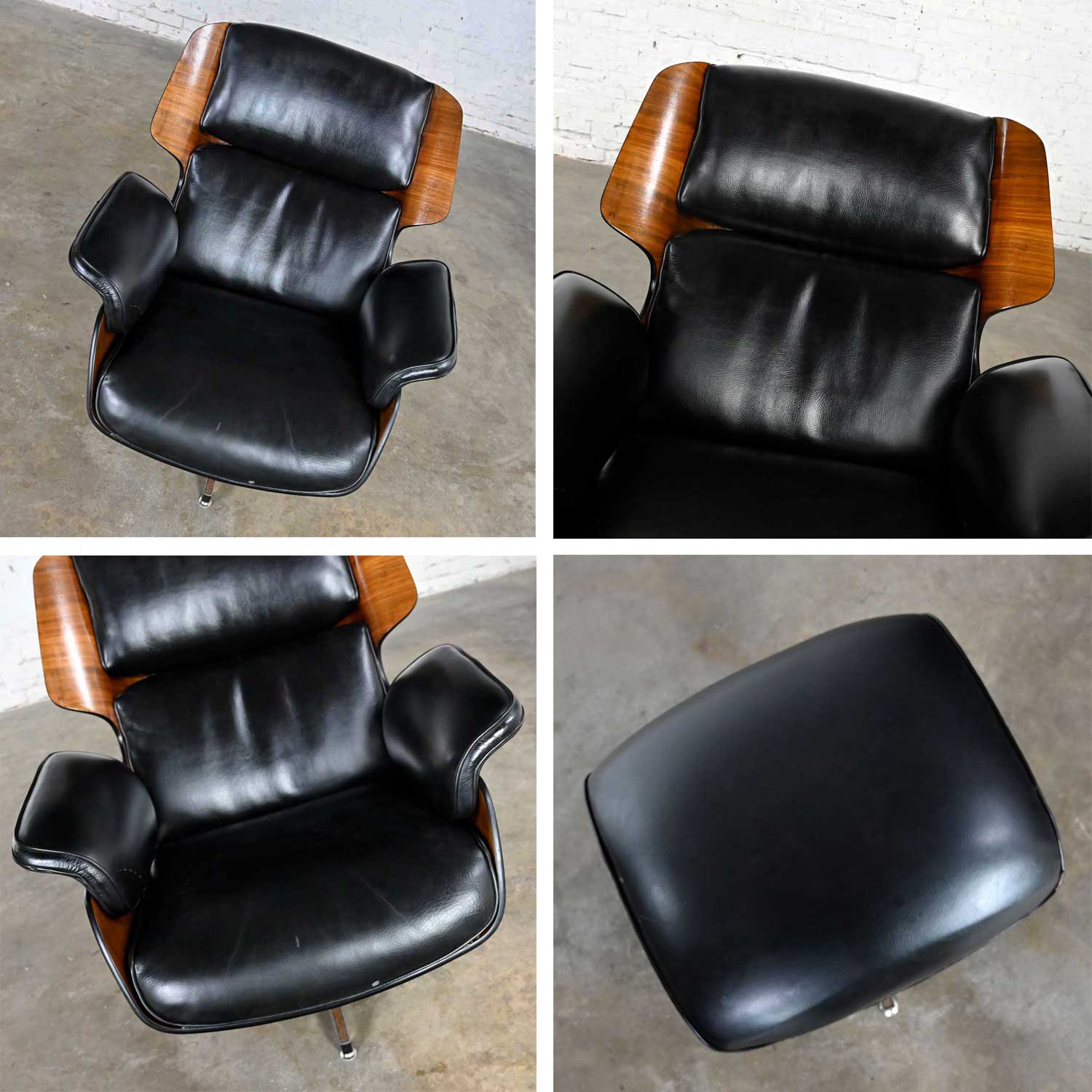 Drexel Declaration Molded Plywood & Faux Leather Lounge Chair & Ottoman by Kipp Stewart & Stewart MacDougall