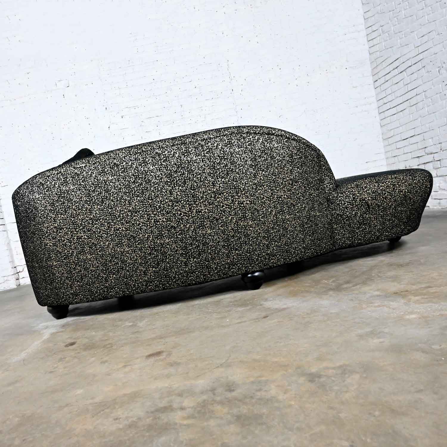 Postmodern Black & Khaki Sort of Animal Print Serpentine Cloud-like Chaise Sofa