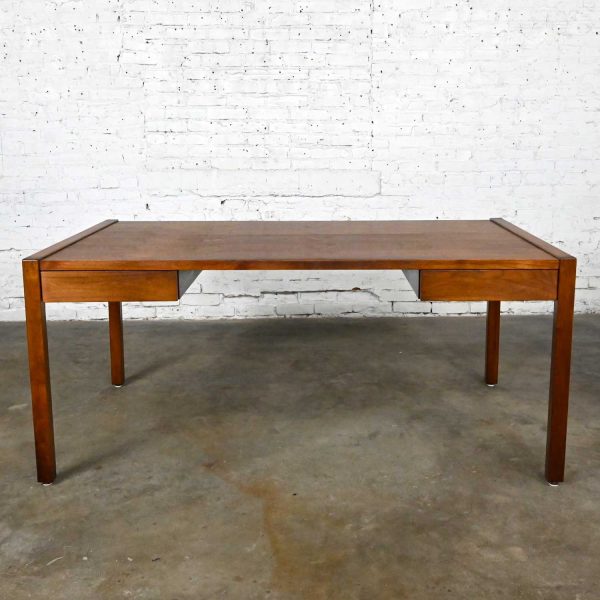 Mid-Century Modern Gunlocke Executive Walnut Desk Modified Parsons Style