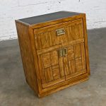 Vintage Drexel Weatherwood Collection Campaign Style End Table Cabinet or Chest with 1 Drawer & 2 Doors